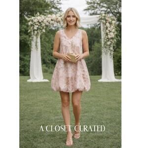 Giles Sleeveless Bubble Mini Dress Medium Pink NEW